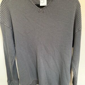 aerie Gray Waffle Knit Crewneck Sweater